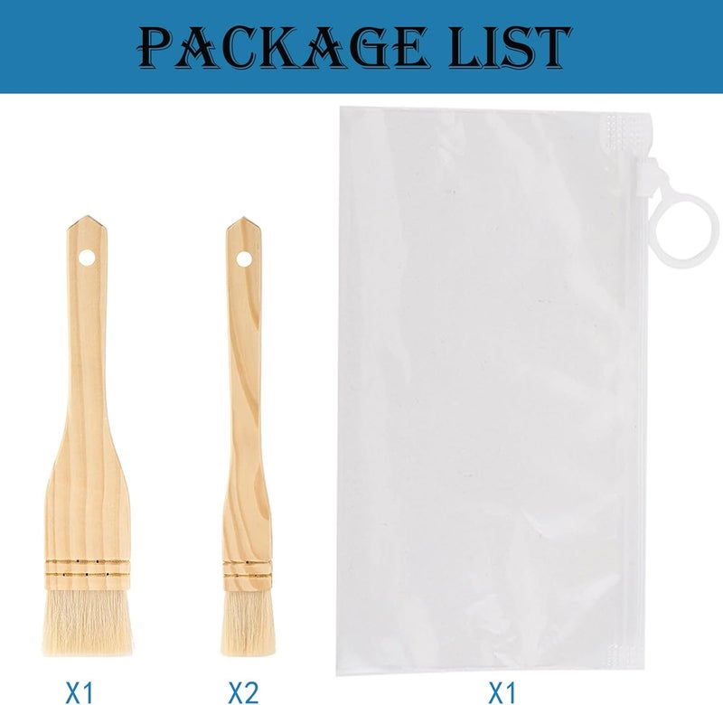 Fortunemee 3PCS Pastry Brushes Basting Oil Brush with Goat Bristles and Hardwood Handles BBQ Cooking Baking Brush for Baking, Grilling, Cooking and Spreading Oil, Butter, BBQ Sauce, or Marinade - Image 2